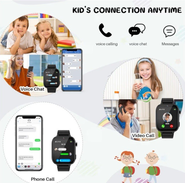 OKYUK 4G Smartwatch, Kids Watch , 47 Exciting Games,Calling , Black*