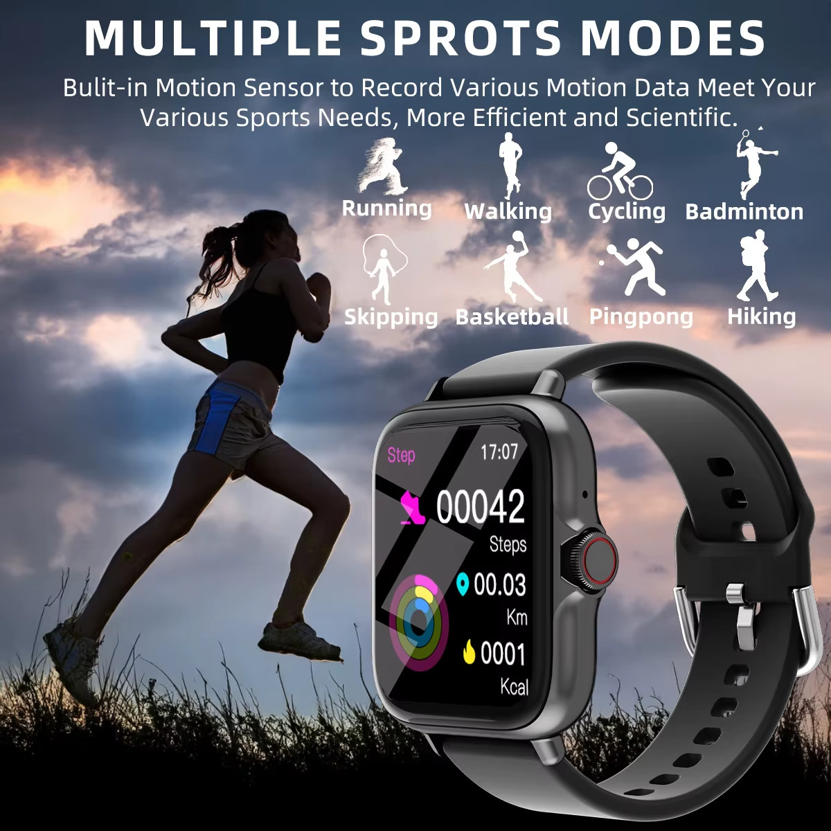 1.83 Inch Waterproof Smart Watch Answer Calls Pedometer for iPhone Android