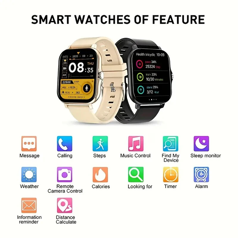 Bluetooth SmartWatch Men Women Fitness Tracker Heart Rate for Android iOS iPhone