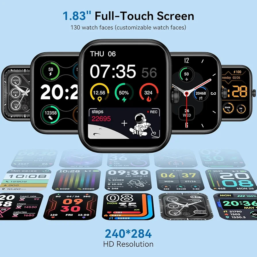SENBONO Smartwatch w/ Alexa – HD Touch, Bluetooth Calls, Fitness, Waterproof