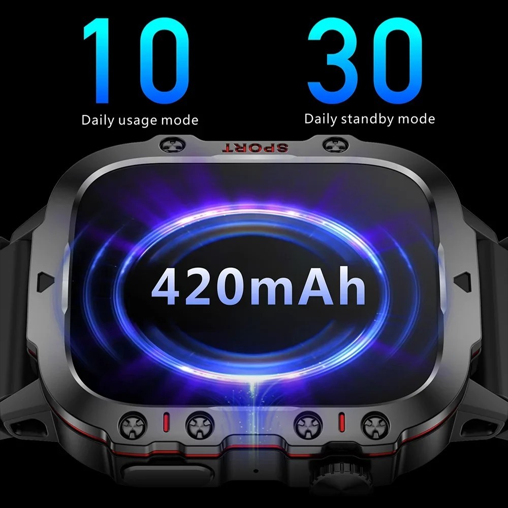 2026 New Men 2.01″ Military Smartwatch Outdoor AI Voice Call Bluetooth GPS Gift