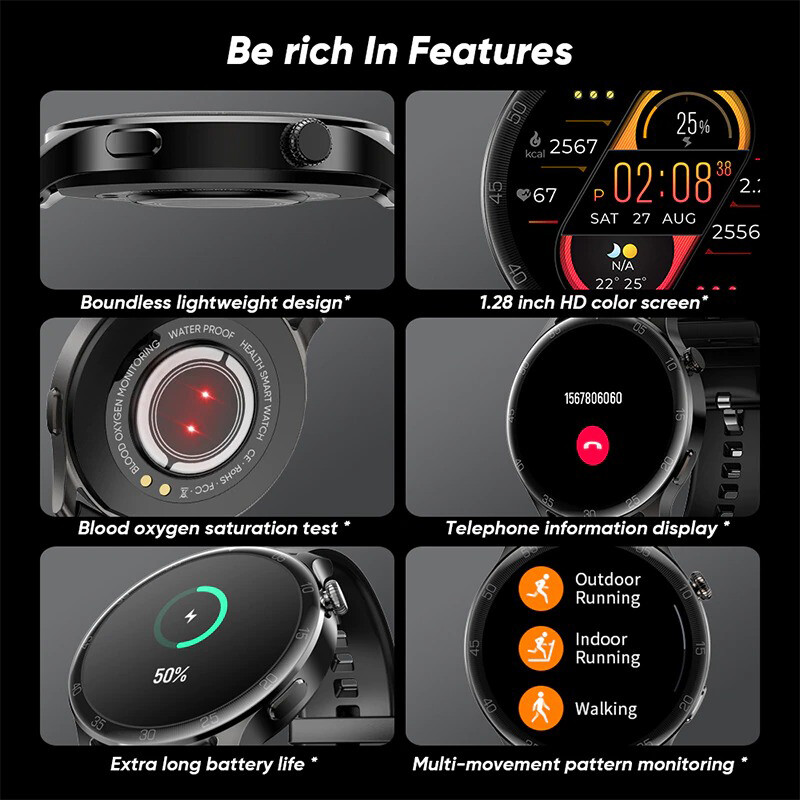 LIGE Unisex Smart Watch Waterproof Multi-Sports Weather Forecast For Android IOS
