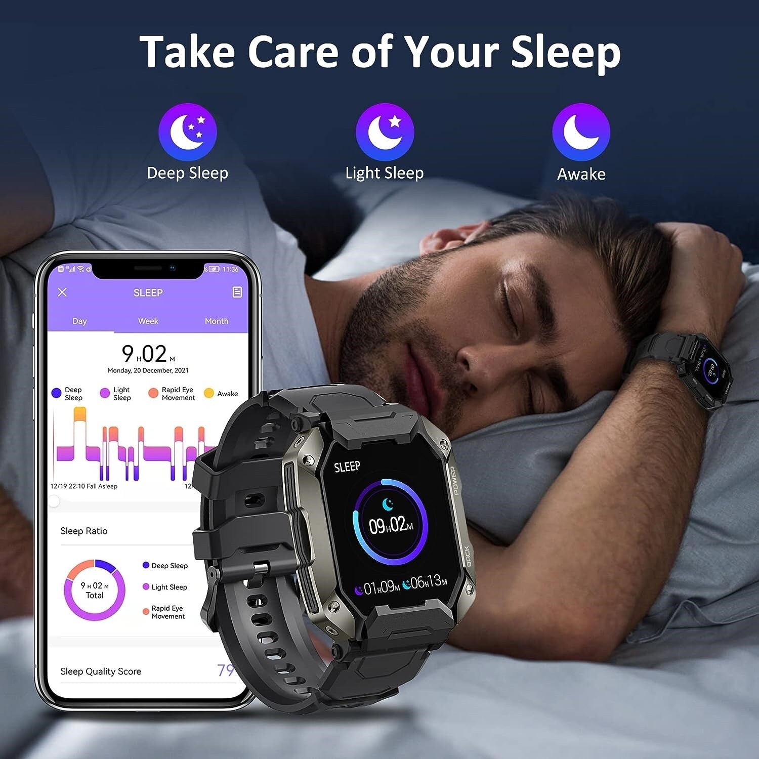 Relojes inteligentes para hombres y mujeres IP69K impermeable Fitness Tracker US