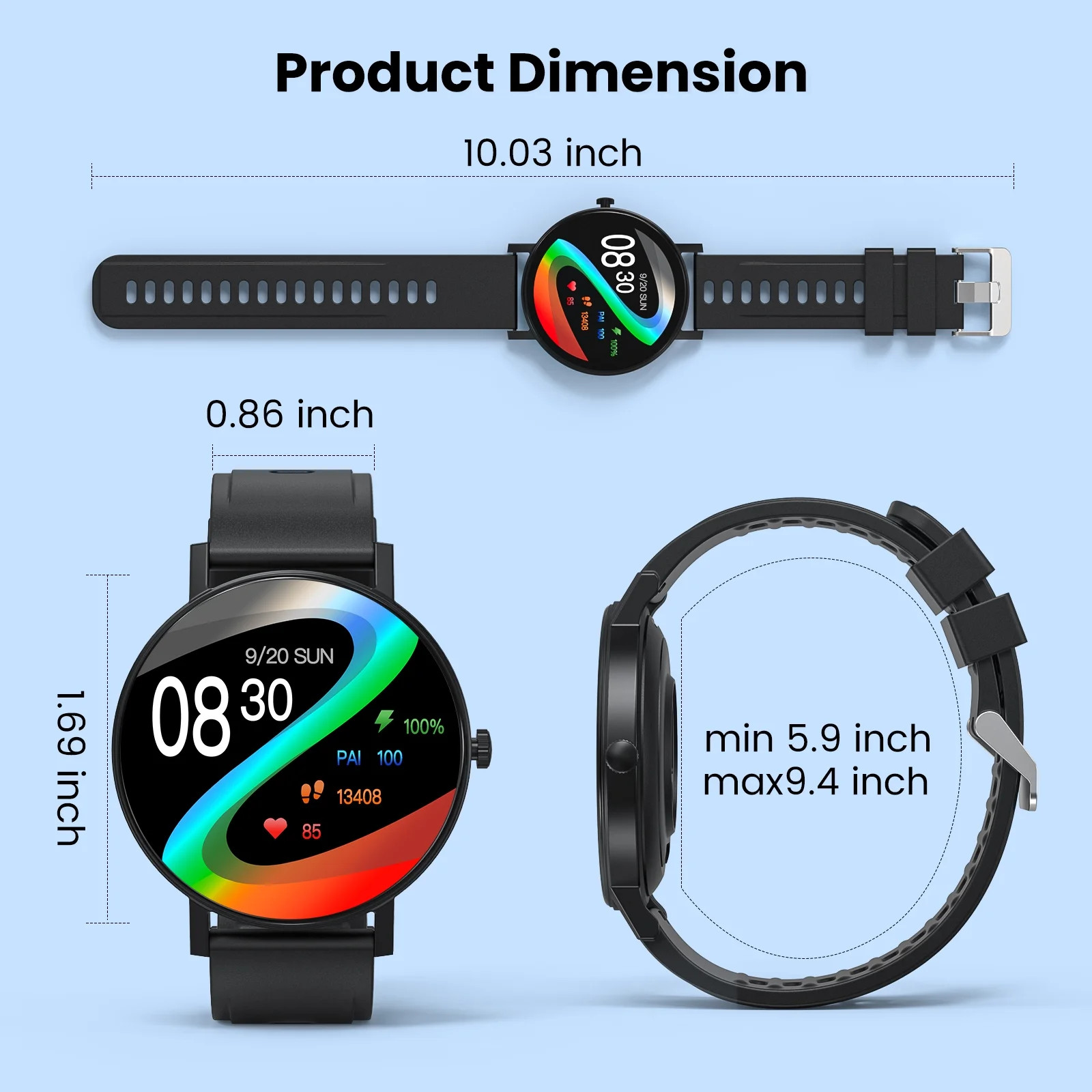 Smart Watch AMOLED Screen Call & Msg Sleep Monitor IP68 For iOS Android