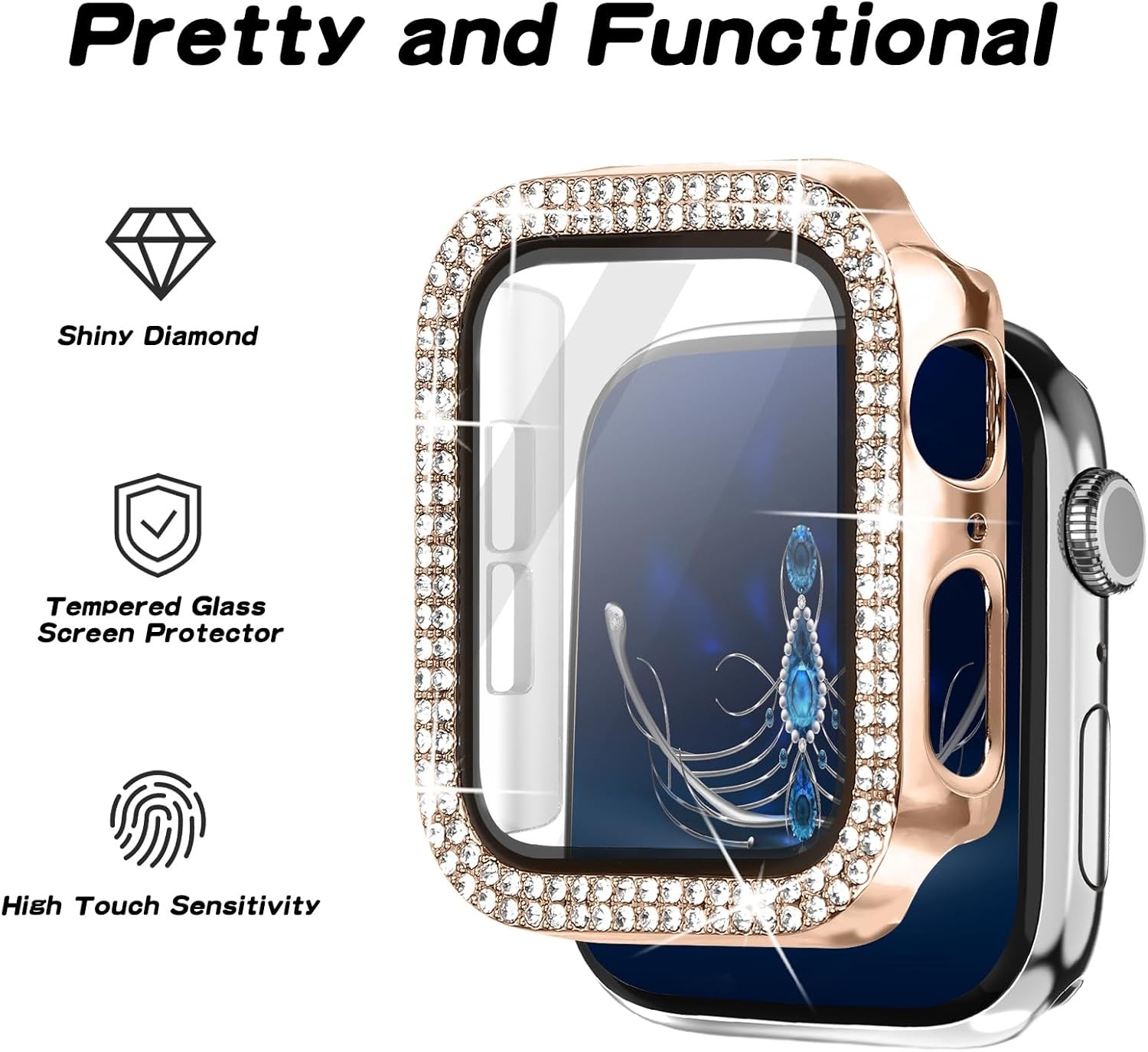 Magnetic Band for Apple Watch 38mm 40mm 41mm 42mm 44mm 45mm 46mm with Bling Case