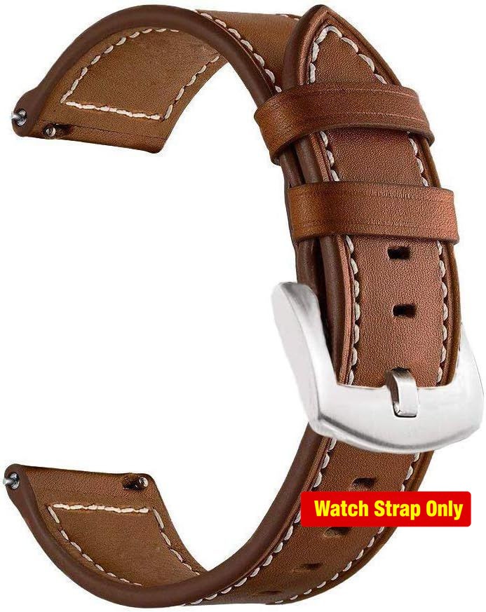 Brown Leather Watch Band for Garmin Vivoactive 4S 40mm & Venu 2S 18mm Models