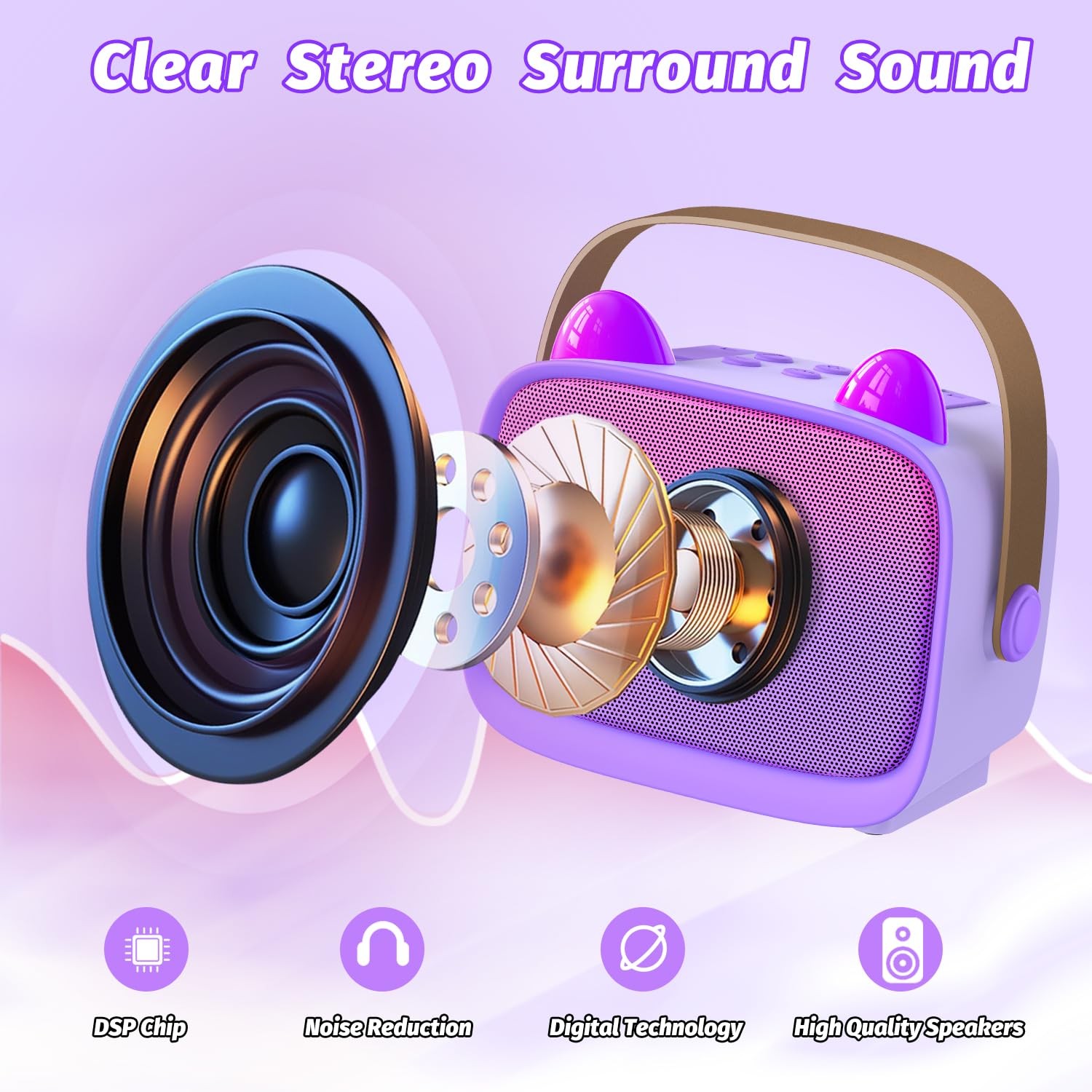 Mini Karaoke Machine Toys Gifts,Kids Portable MP3 Player with 2 Wireless Micr…