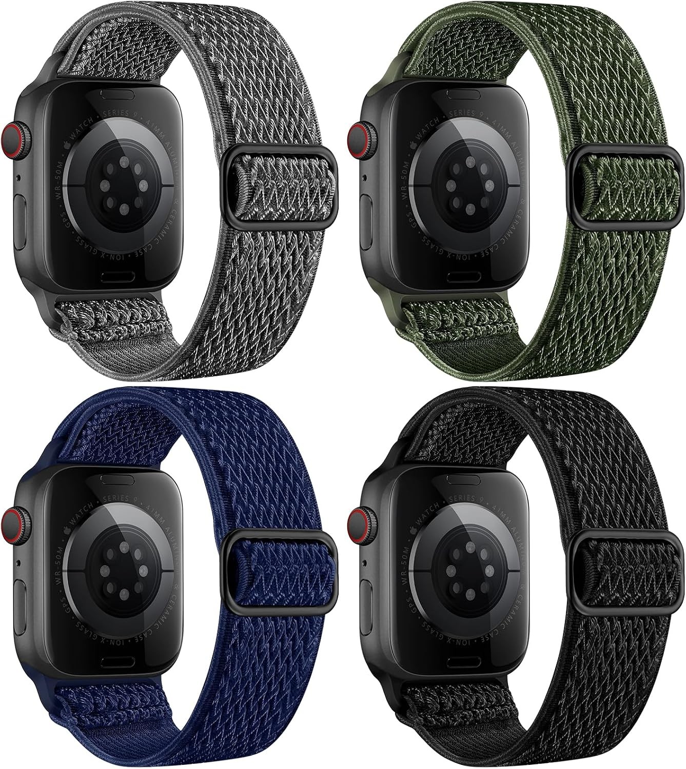 4 Pack Nylon Band for Apple Watch Ultra 49mm 45mm 44mm 42mm 41mm 40mm