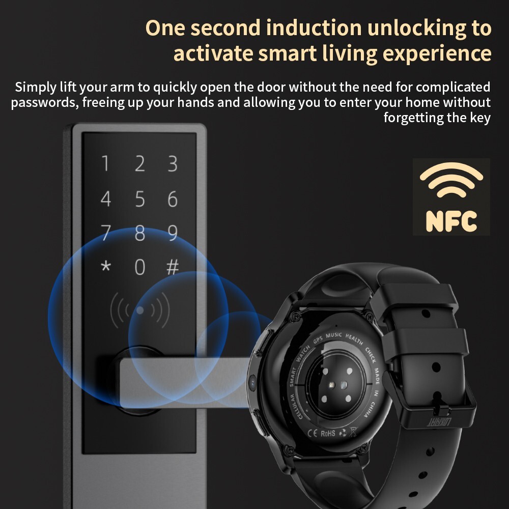 LOKMAT APPLLP 2 4G Smart Watch Android 8,1 GPS 2GB+16GB Heart Rate Monitor NFC
