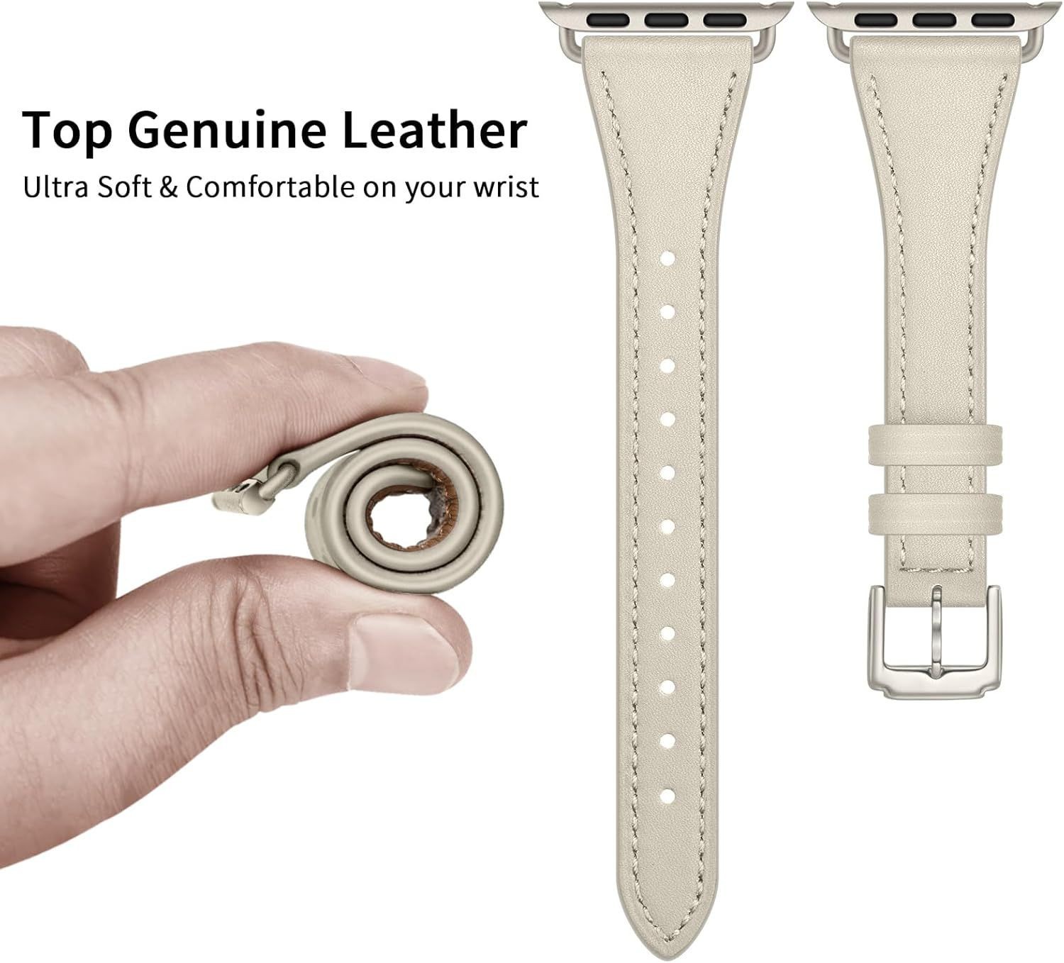 Genuine Leather Strap Compatible with Apple Watch Series 7 42mm Women