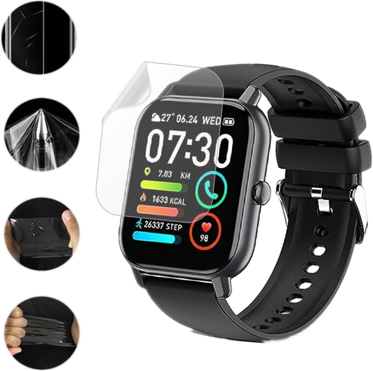6-Pack Clear TPU Film Screen Protector for Quican ID208 PLUS Smartwatch 1.85