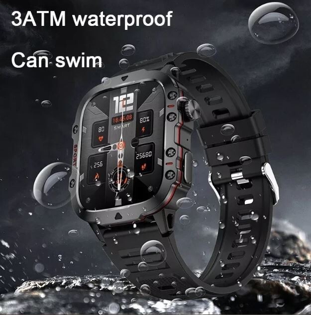 2024 New Xiaomi Military Smart Watch 1.96″ IP68 5ATM Fitness Tracker BT Call