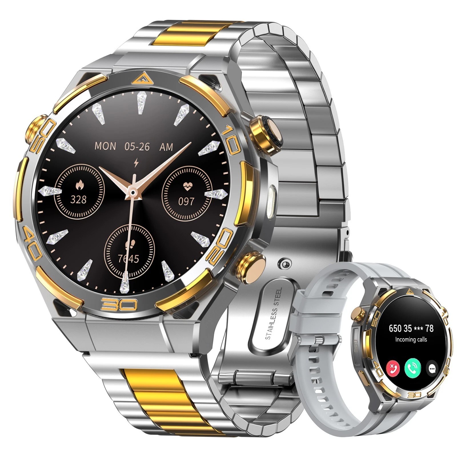 Tactical Military Smart Watch Men GPS 1.43″ Touch Screen 20-Day 5ATM Waterproof