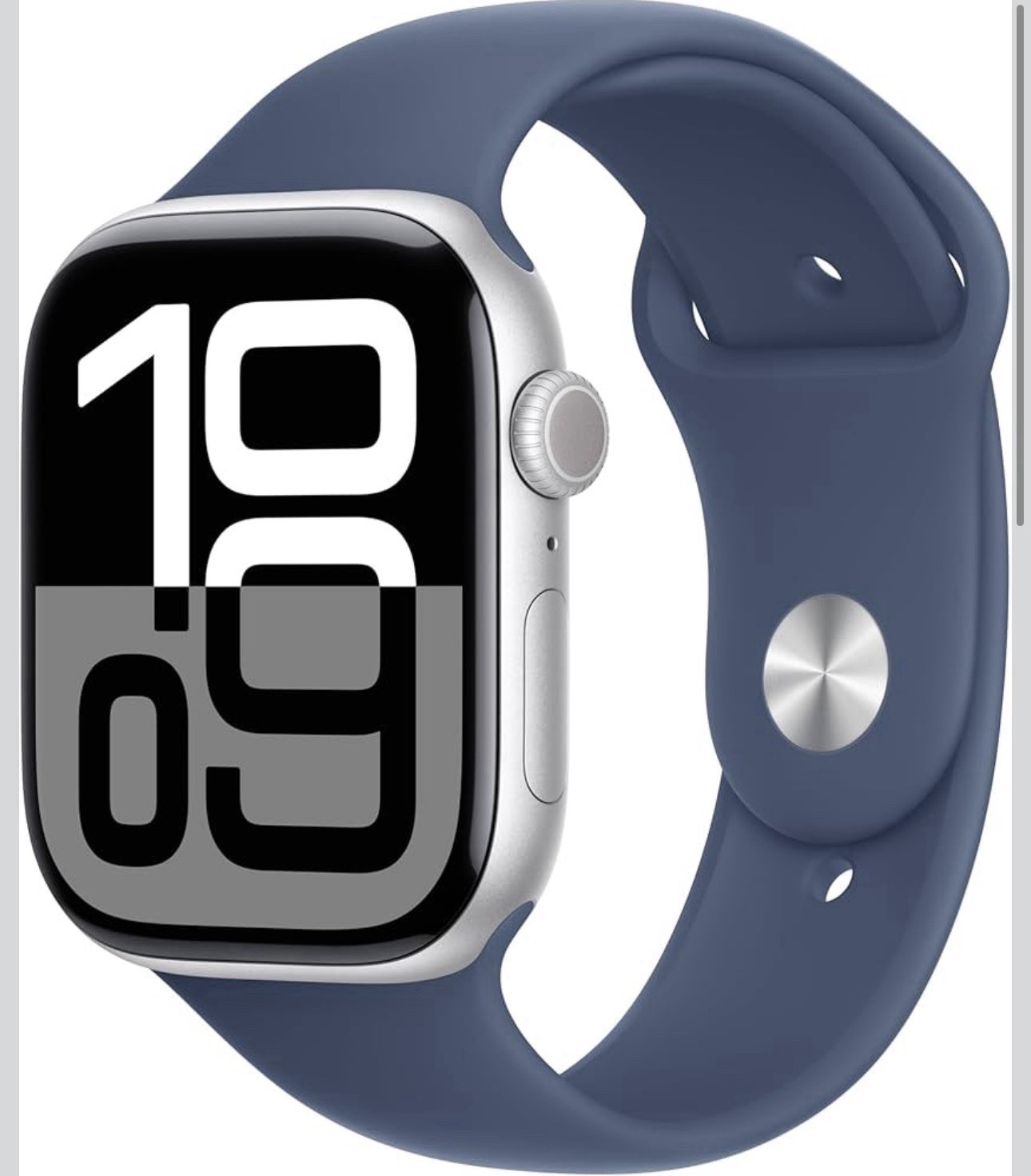 Apple Watch Series 10 GPS 46mm Aluminum Case with Denim Sport Band M/L Silver