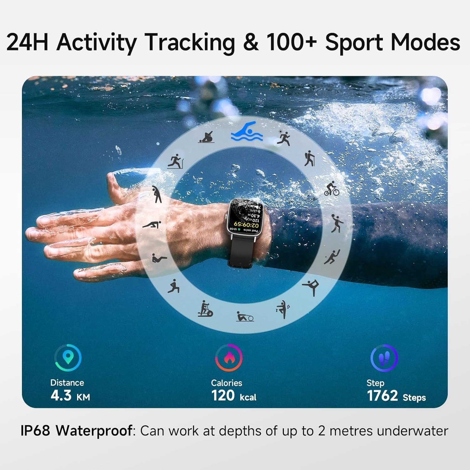 Waterproof Smart Watch for Fitness & Connectivity – 1.85″ AMOLED Display