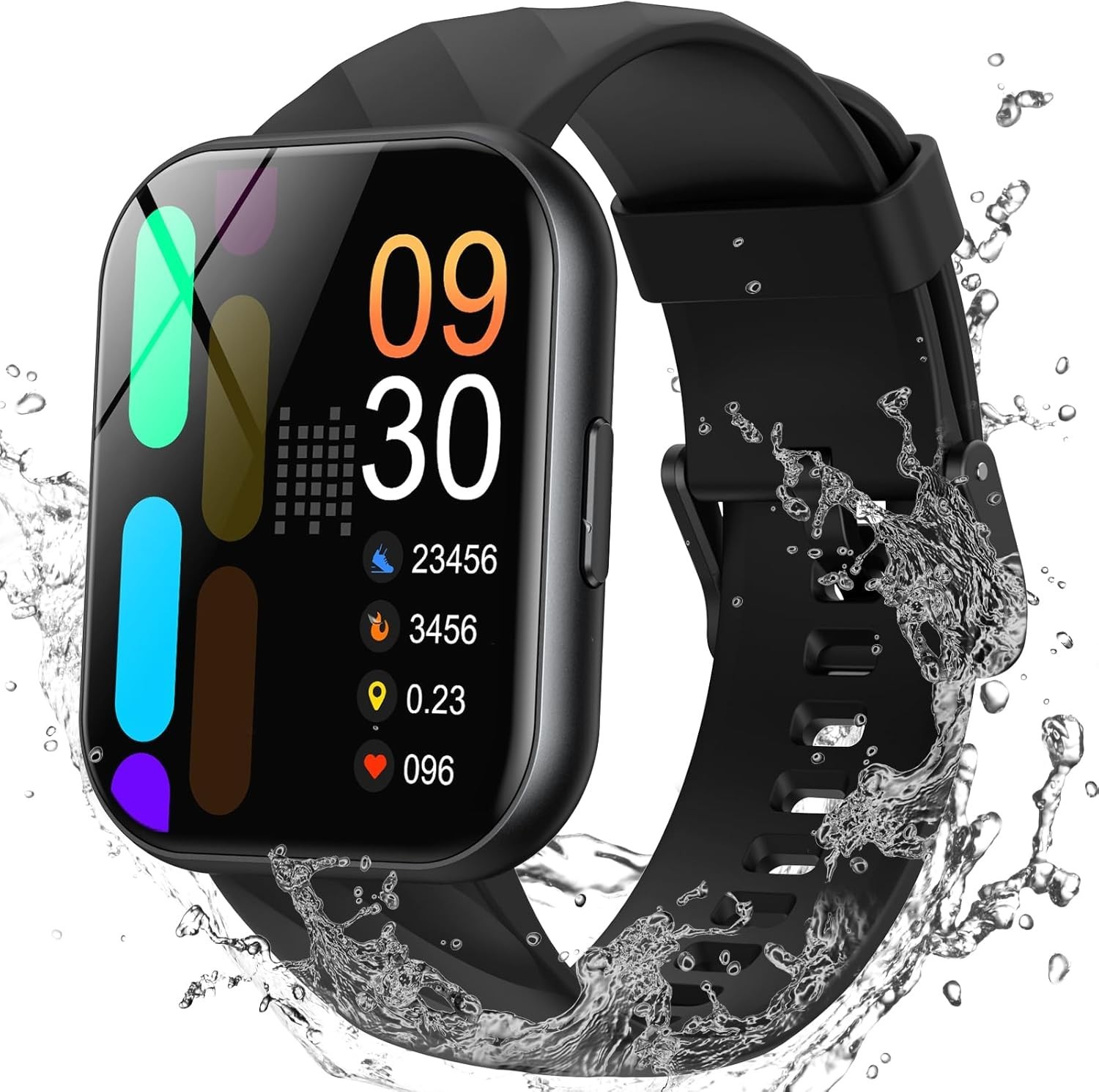 Advanced Fitness Tracker Smart Watch: Heart Rate Monitor, GPS, 200+ Faces, Black
