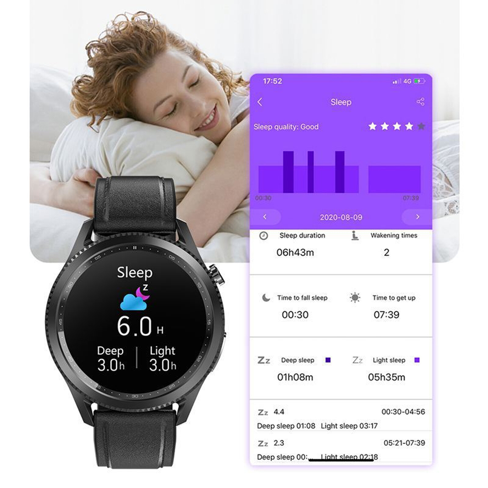 Men’s ECG Watch Sleep Heart Rate Health Blood Pressure Blood Monitor Smart Watch