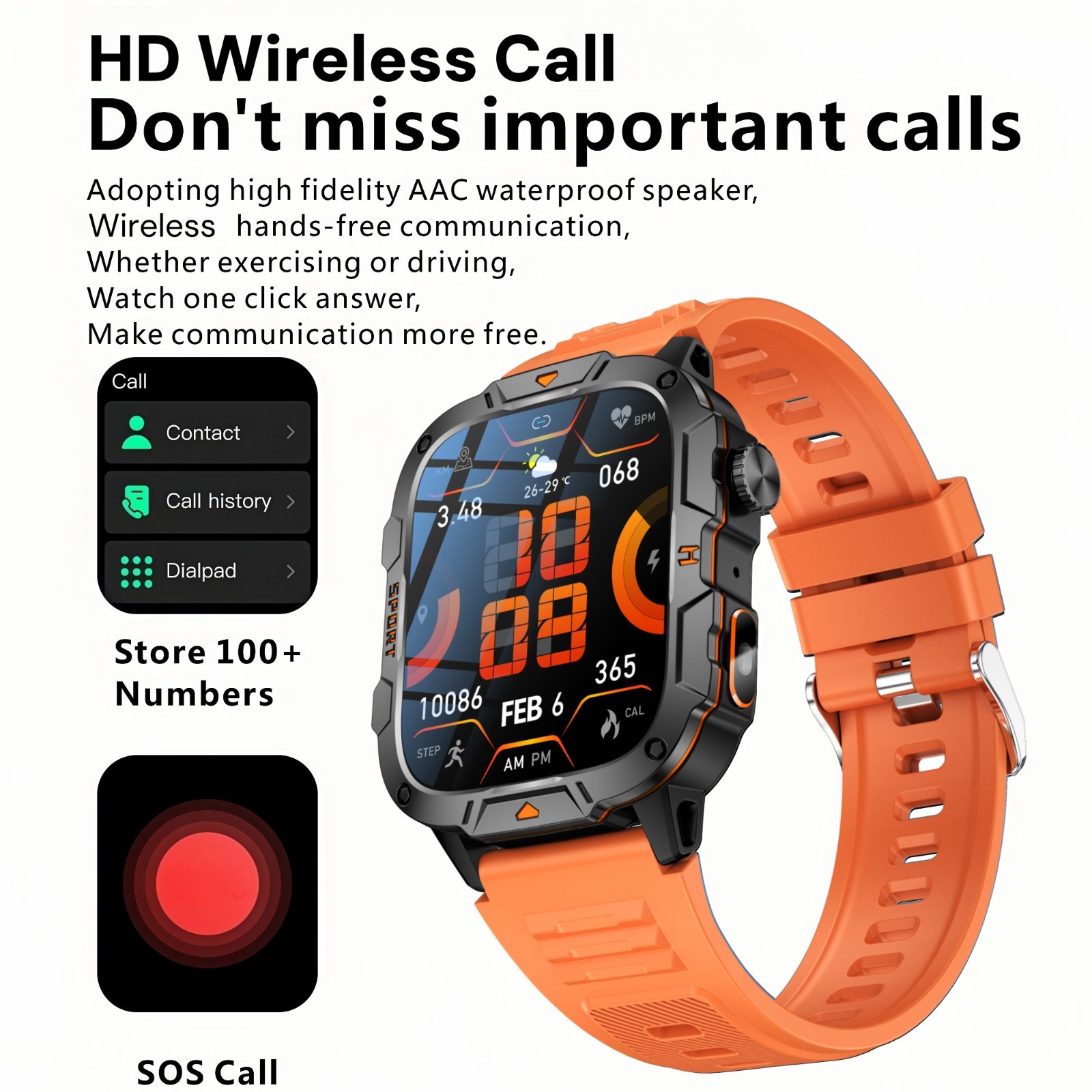 Military Smart Watch For Men Women Answer/Make Call Heart Rate Fitness Tracker