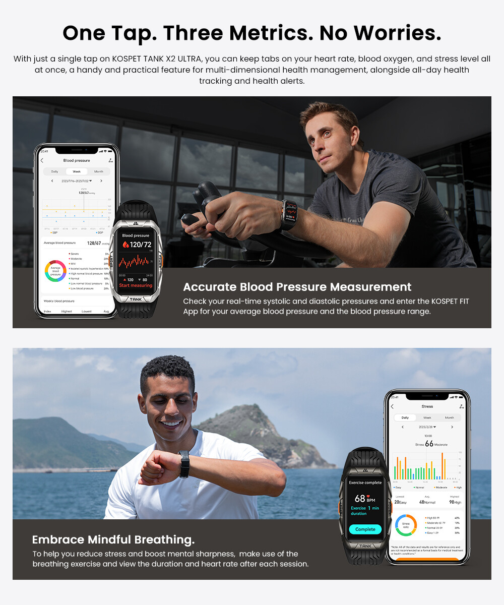 2024 KOSPET TANK X2 ULTRA GPS Smart Watch Men IP69K Waterproof 290mAh Battery