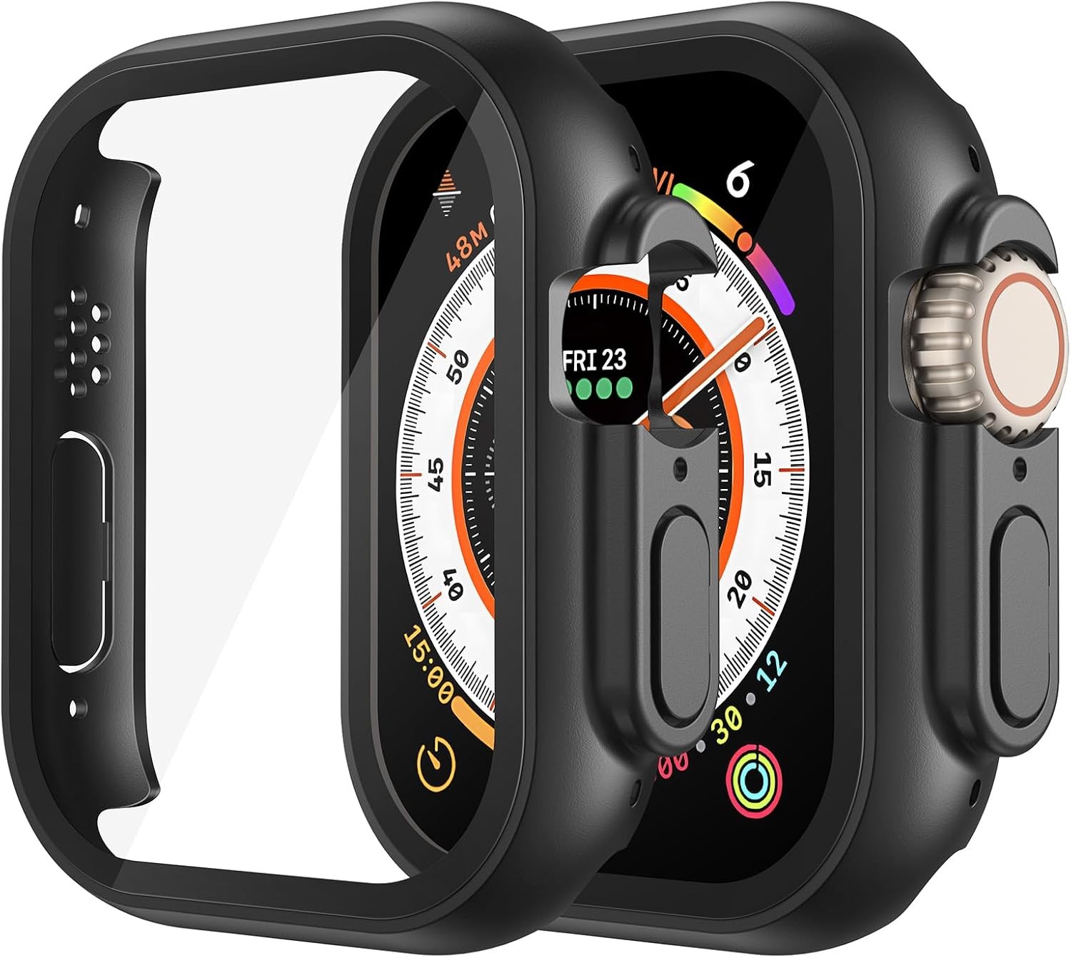 2 Pack Hard PC Case for Apple Watch Ultra 49mm with Built-in Tempered Glass
