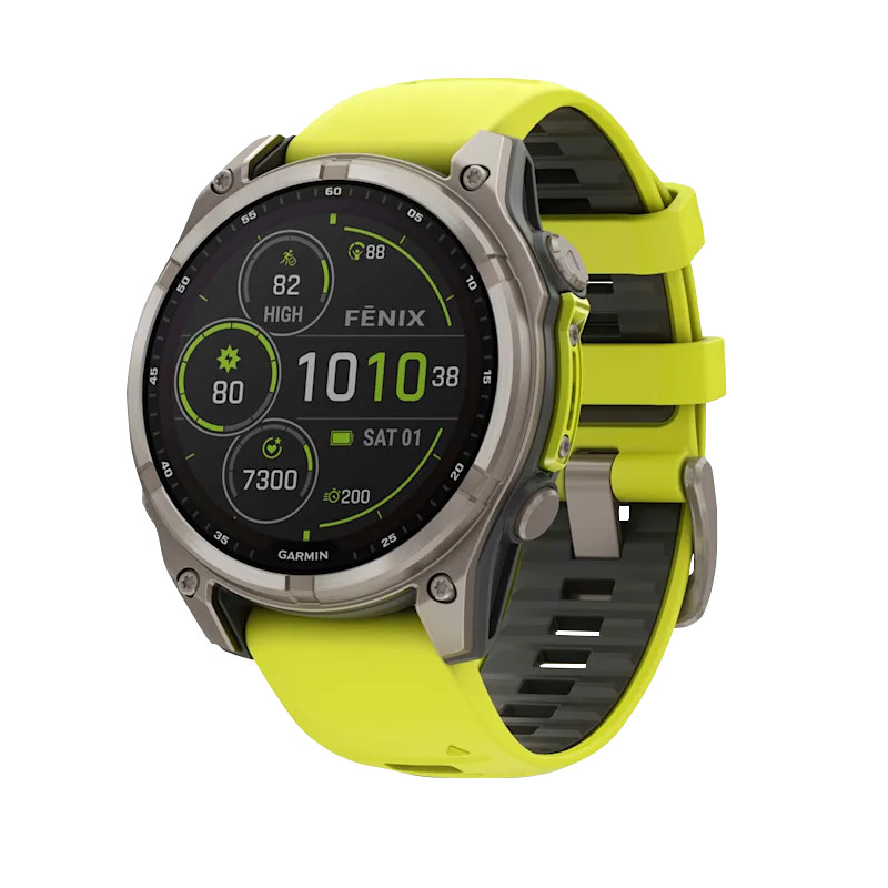 Garmin Fenix 8, 47mm AMOLED, Solar Sapphire Titanium Yellow (010-02906-20)