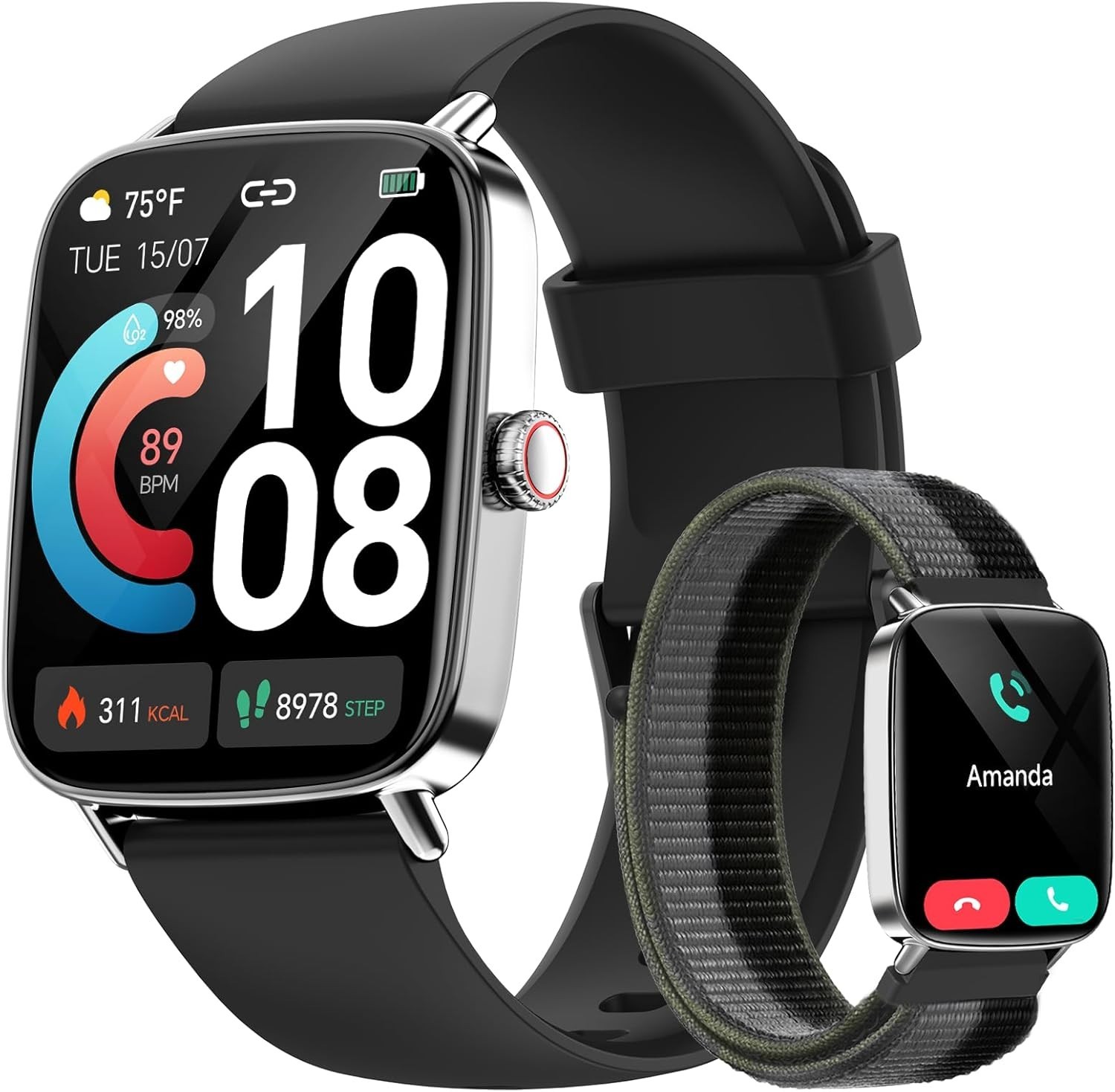 Waterproof Smart Watch for Fitness & Connectivity – 1.85″ AMOLED Display