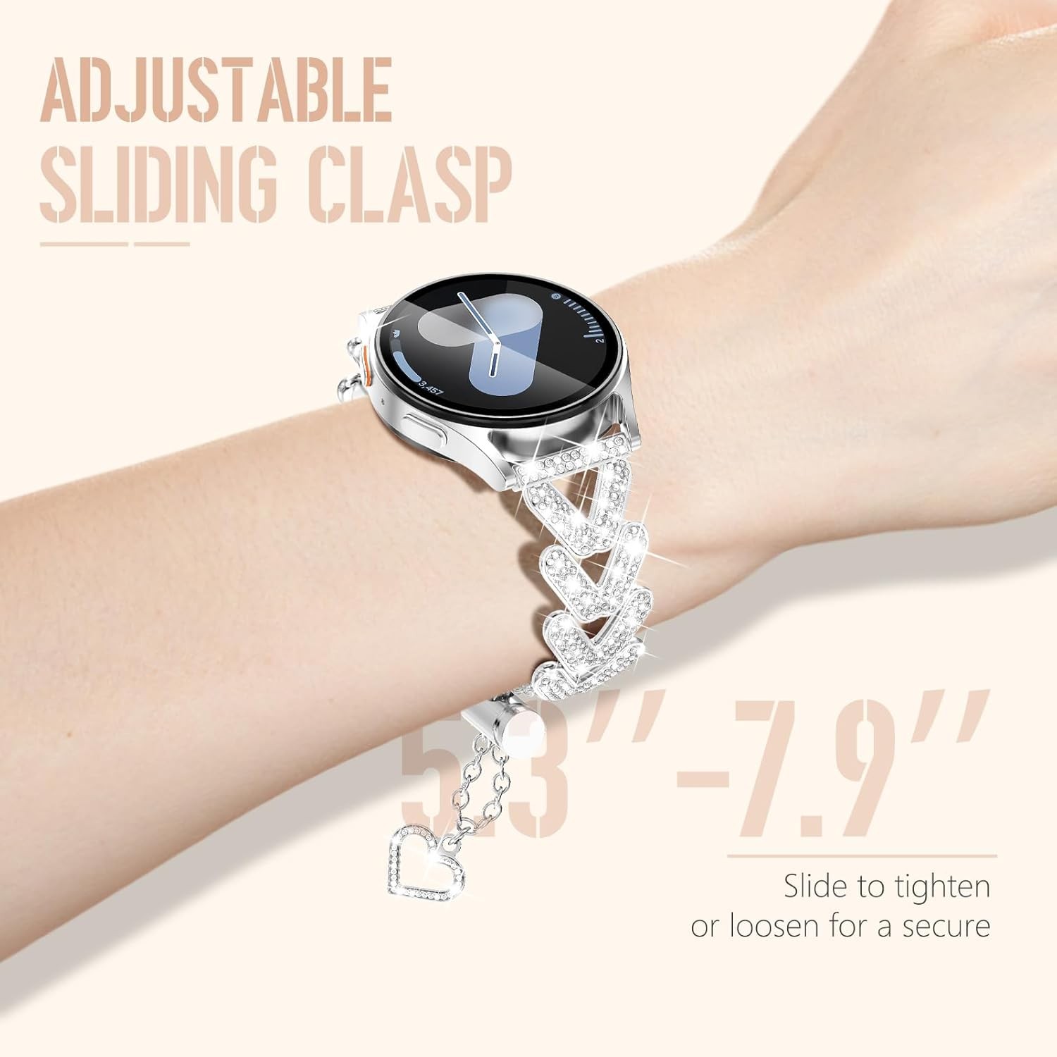 Silver Strap Compatible with Samsung Galaxy Watch 7 40mm 44mm 45mm 47mm