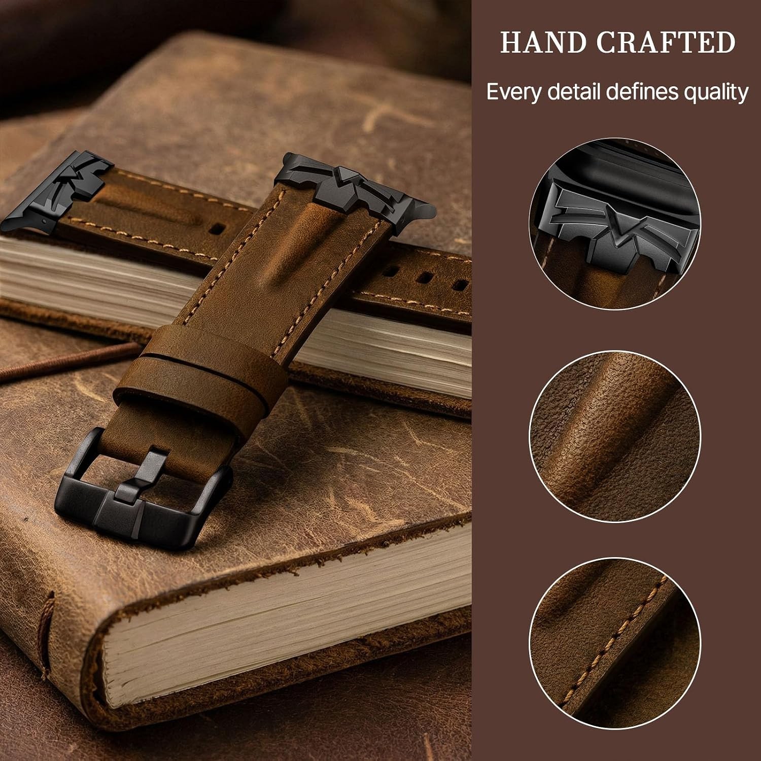 Genuine Leather Band for Apple Watch Ultra 49mm 46mm 45mm, Men’s Replacement Str