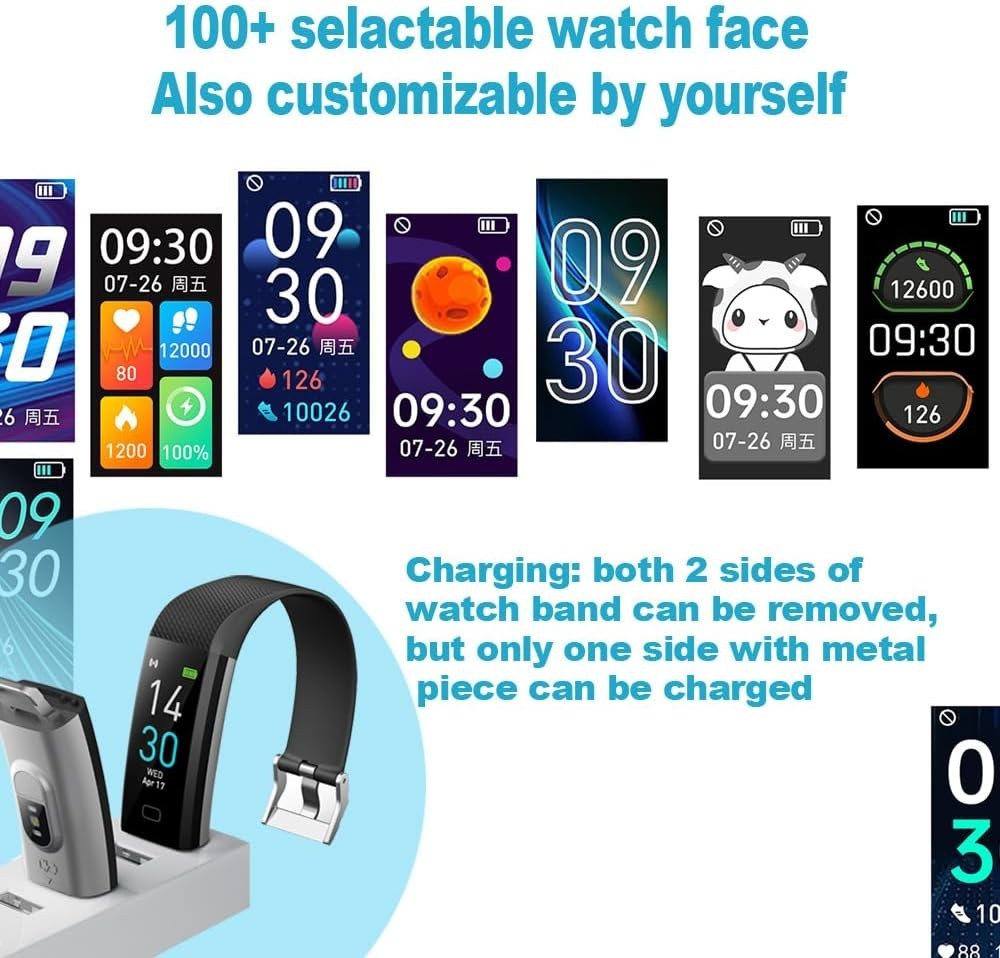 Stylish Slim Fitness Tracker with Heart Rate Monitor & Sleep Analysis – Black