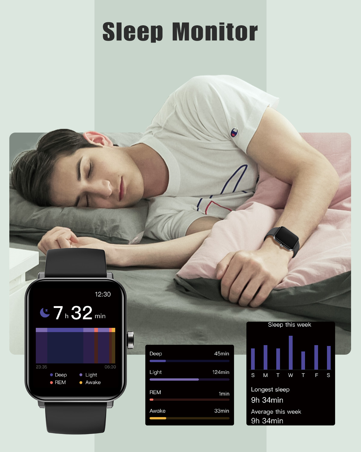 Smart Watch for Men Women with Heart Rate Blood Oxygen Monitor for IOS Android