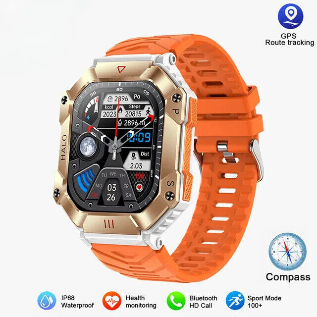 Durable Military Smart Watch Android Ftiness Watch IP68 Waterproof Bluetooth