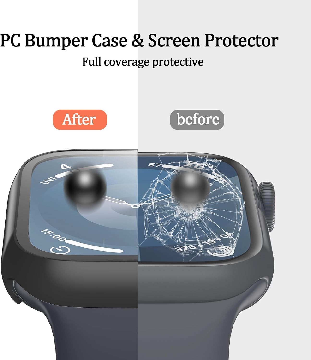 Ultra-Thin 3-Pack Case with Tempered Glass Protector for Apple Watch 46mm Series