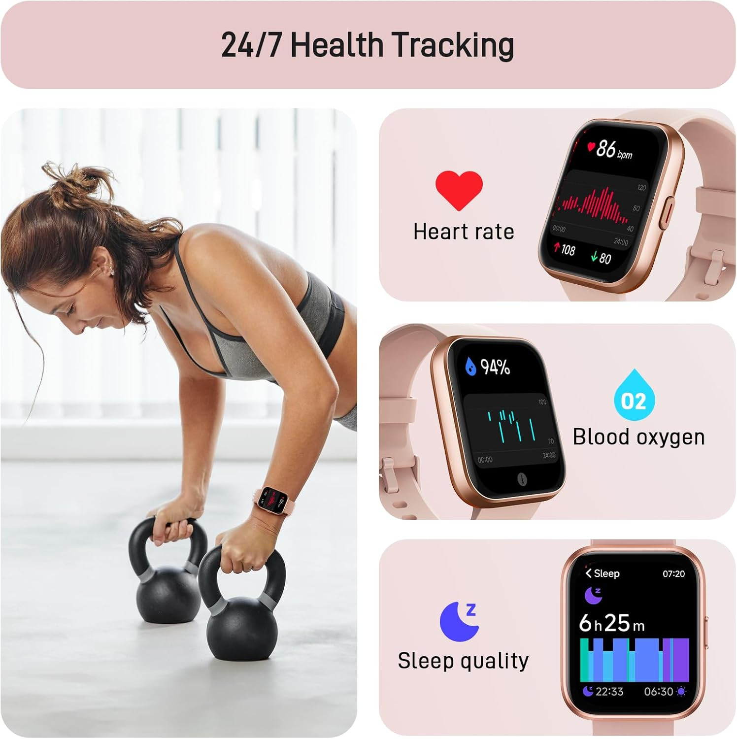 Smart Watch for Women Android & Iphone, Alexa Built-In, 1.8″ Touch Screen Fitnes