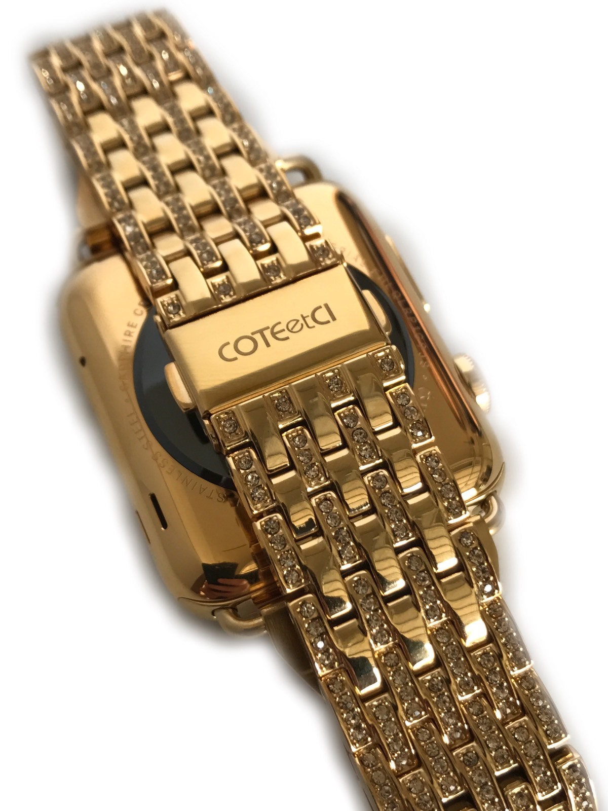 24K Gold Plated 42MM Apple Watch SERIES 2 Gold Links Band w Diamond Rhinestone