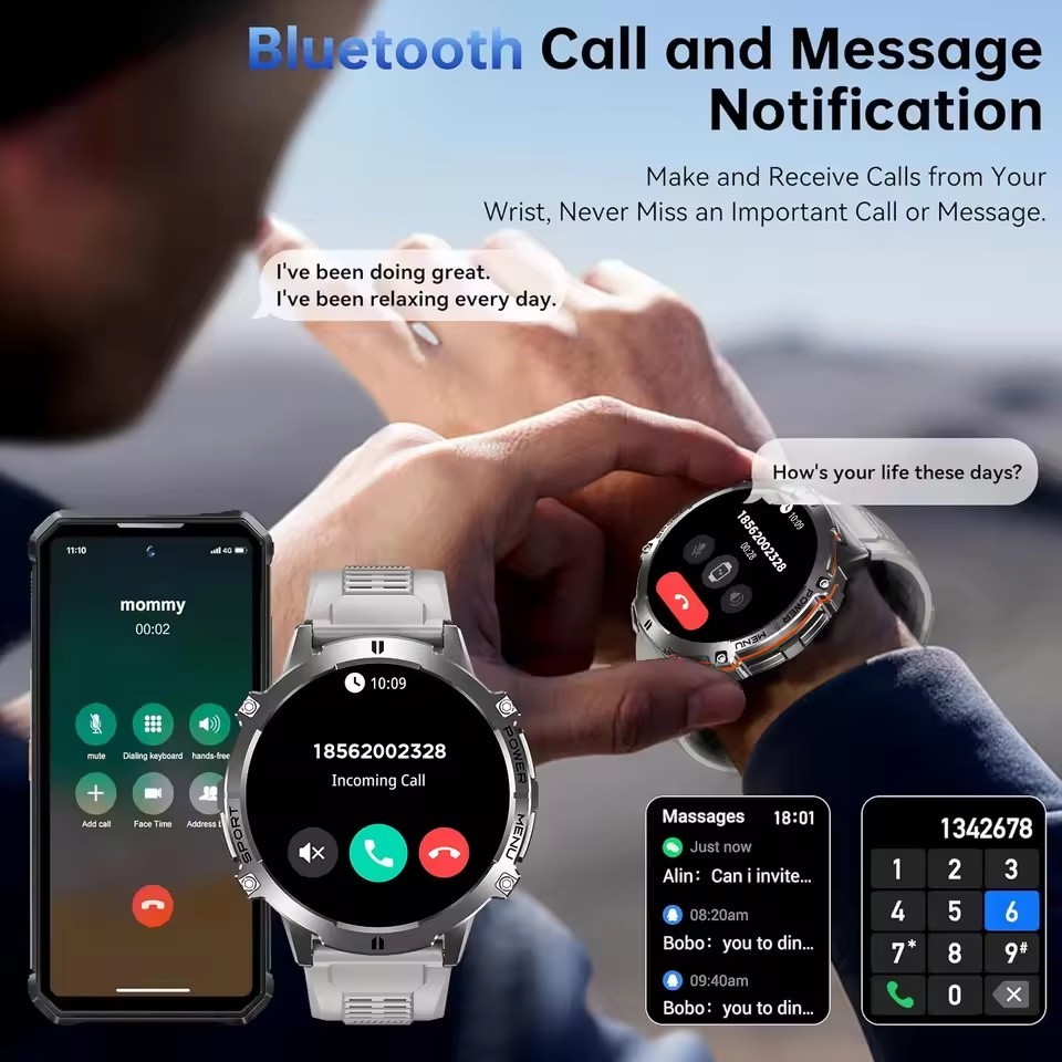 Military Tank X3 Smart Watch AMOLED GPS Bluetooth Call 10ATM 1000mAh