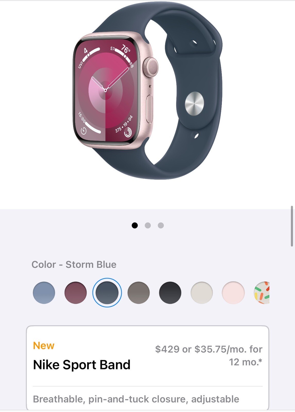 Apple Watch Series 9 45mm Aluminum with Sport Band – Navy And Nike Pink (GPS)