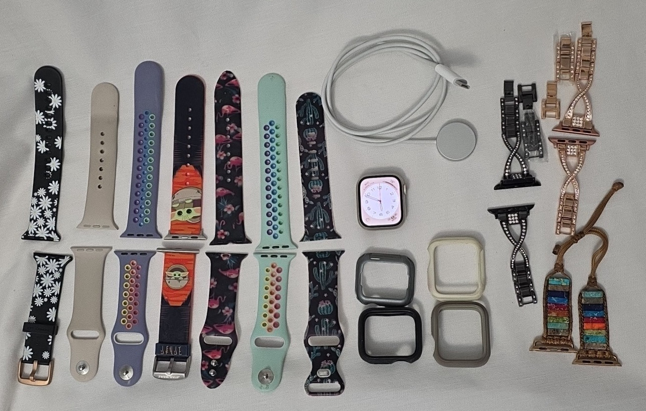 Apple Watch Series 8 Aluminum & Ceramic 41 mm Case w/ Bands & Accessories