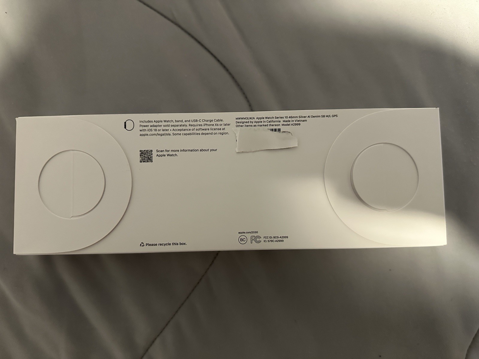 Apple Watch Series 10 GPS 46mm Aluminum Case with Denim Sport Band M/L Silver