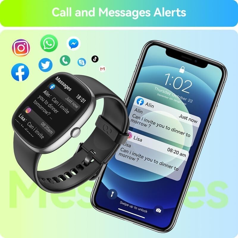 Smart Watches for Men Women with 24/7 Heart Rate Blood Oxygen Monitor Sleep Trac