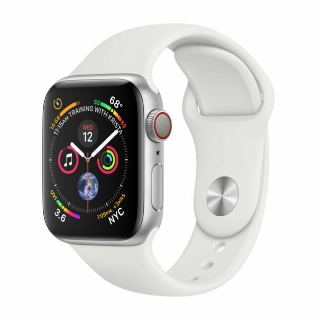 Apple Watch Series 4 44 mm Silver Aluminum Case with White Sport Band (GPS +…