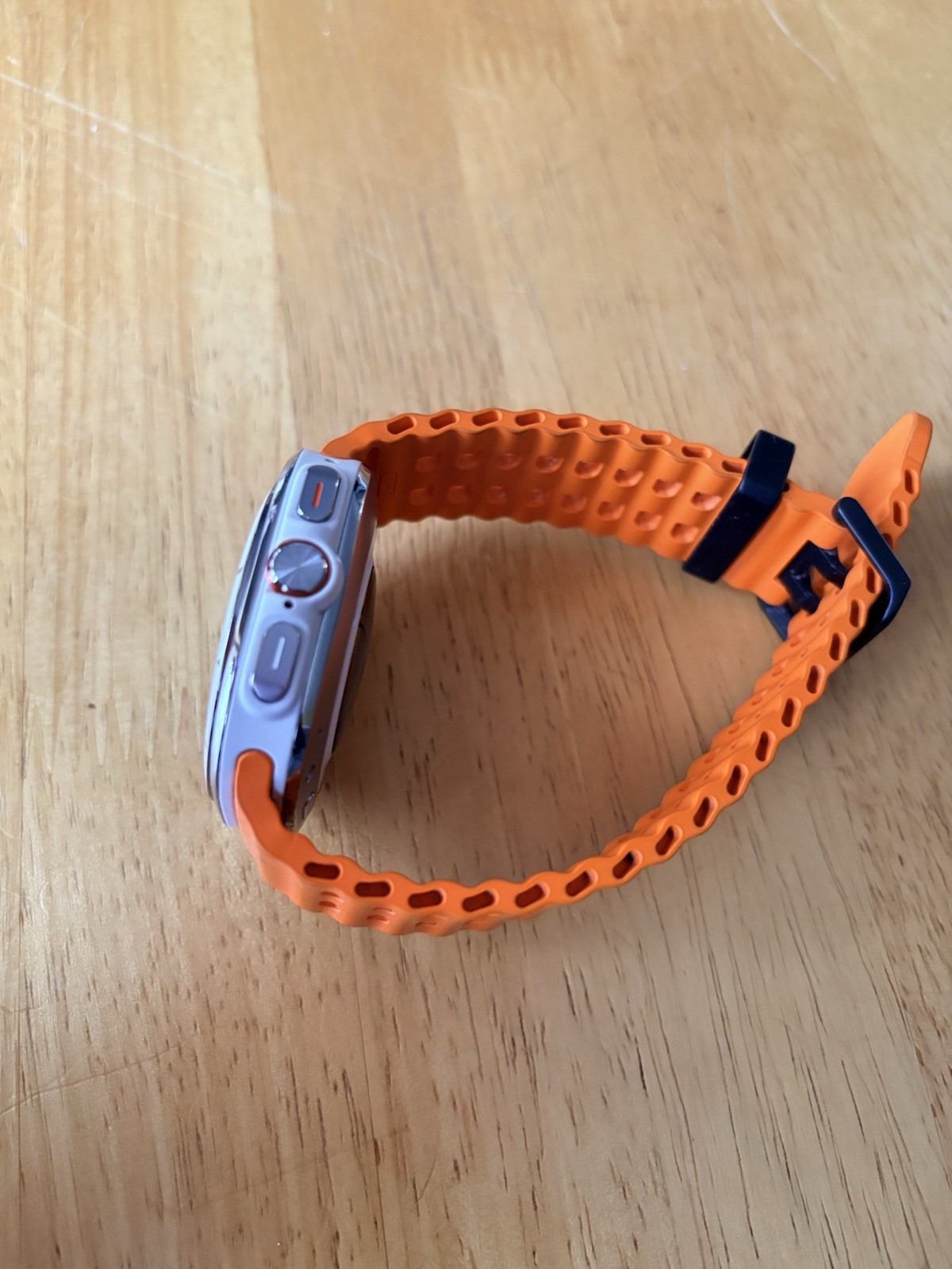 Orange Silicone Band Silver Aluminum Case Smart Watch