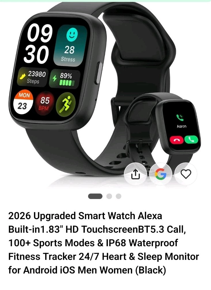 Smart Watch 1.83″ HD Call Fitness Tracker Heart Rate Sleep IP68 iOS Android