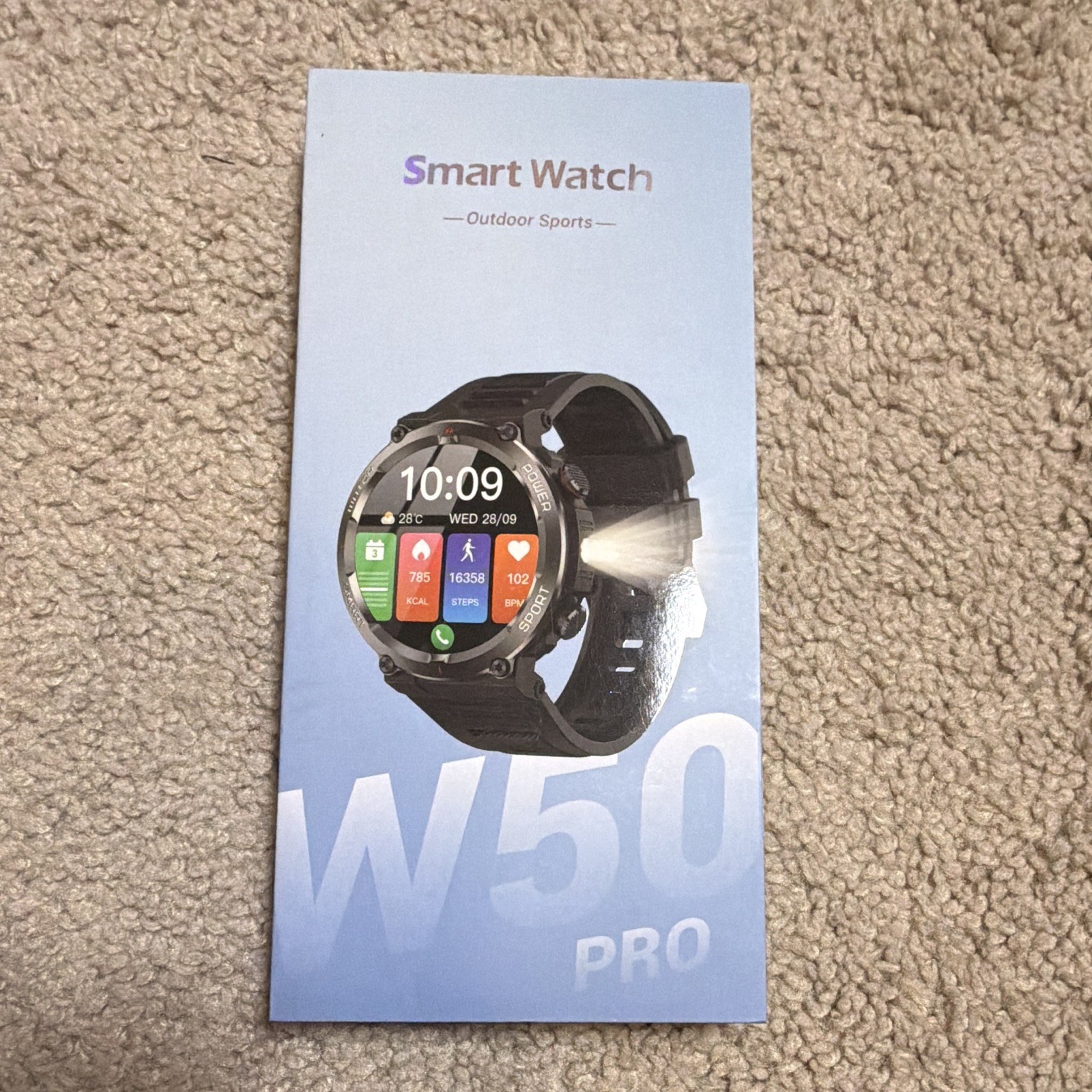 Blackview W50 Pro Smartwatch 50mm Black Silicone Band Fitness HR Touchscreen