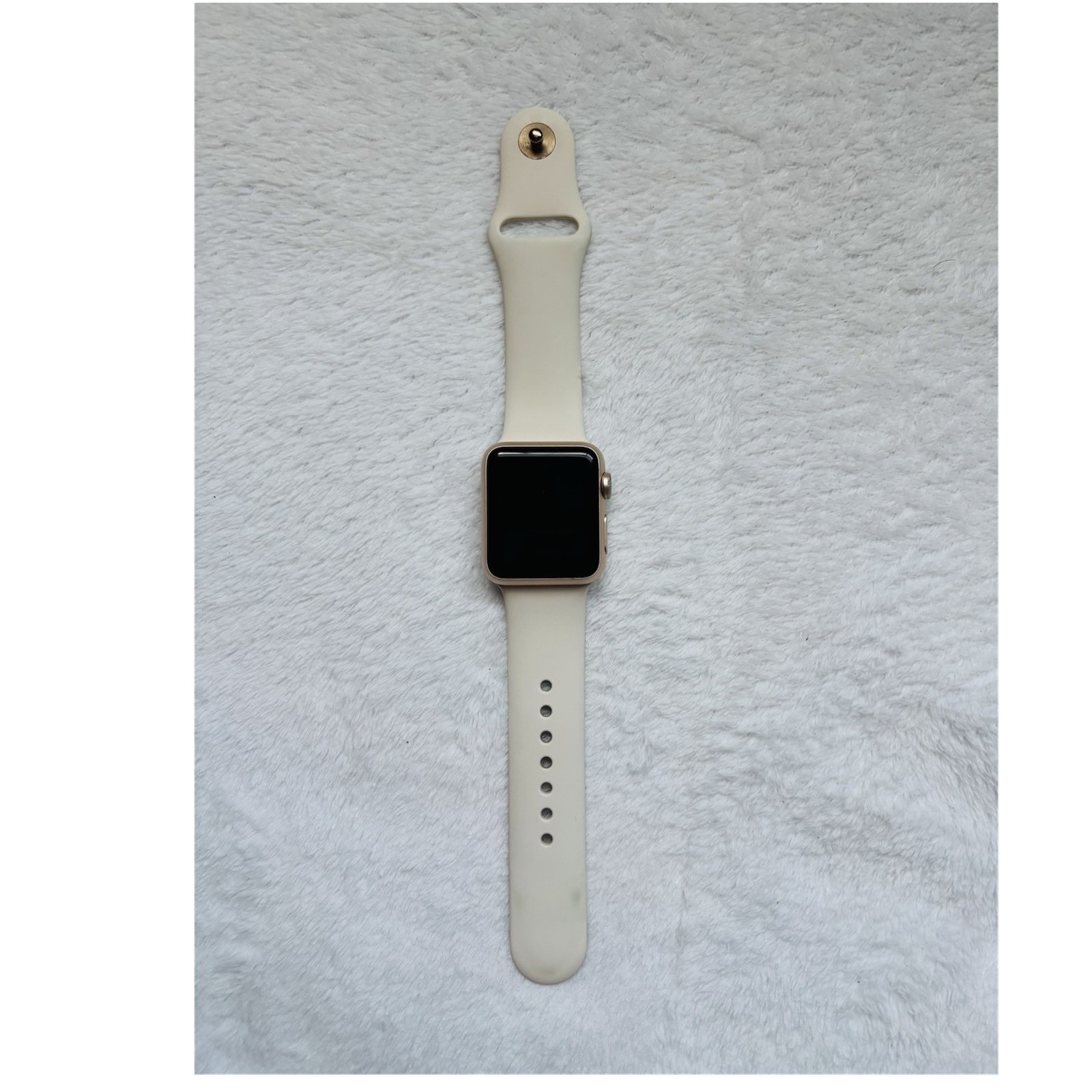 Apple Watch 7000 series 38mm rose Gold Aluminum Case Beige Fluoroelastomer Band