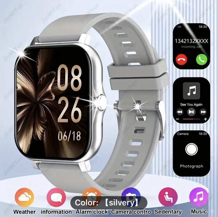 Smart Watch Gray 1.83-Inch Full-Screen Touch Sports Men Women Wireless Calling