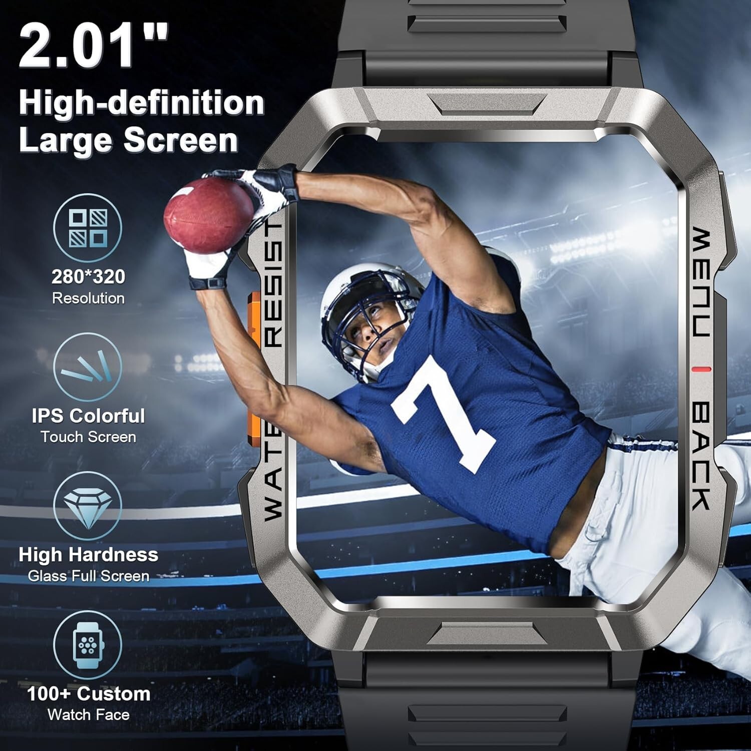 Military Smart Watch Make Call with 100 Days Battery for moto gstylus 5G (2024)