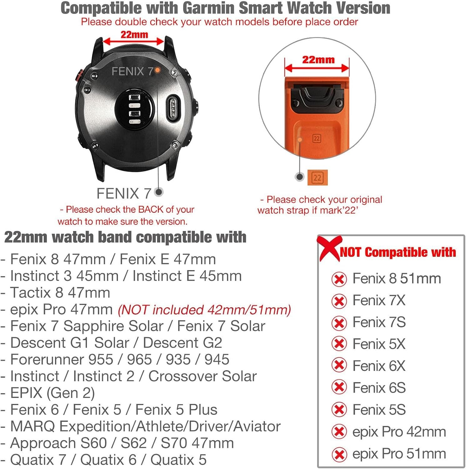 Case For Garmin Fenix 8 47mm, Fenix 7/6/5, Instinct 2/3 45mm, Ultralight Strap
