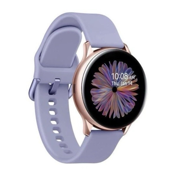 Samsung Galaxy Watch Active2 40mm Rose Gold Aluminum Case, Purple Silicone Band