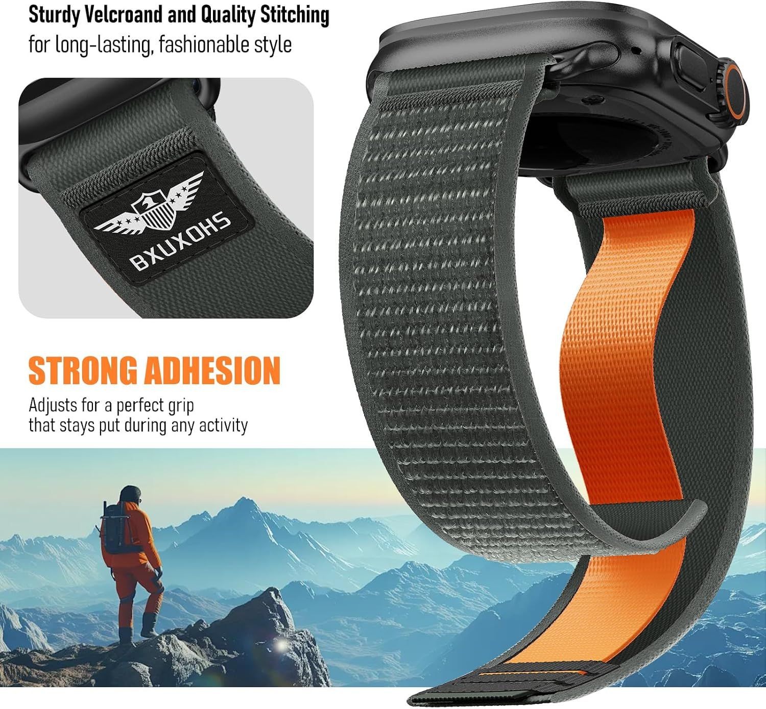 Strap For Apple Watch Ultra 3/2/SE, Sport Breathable Soft Nylon Black