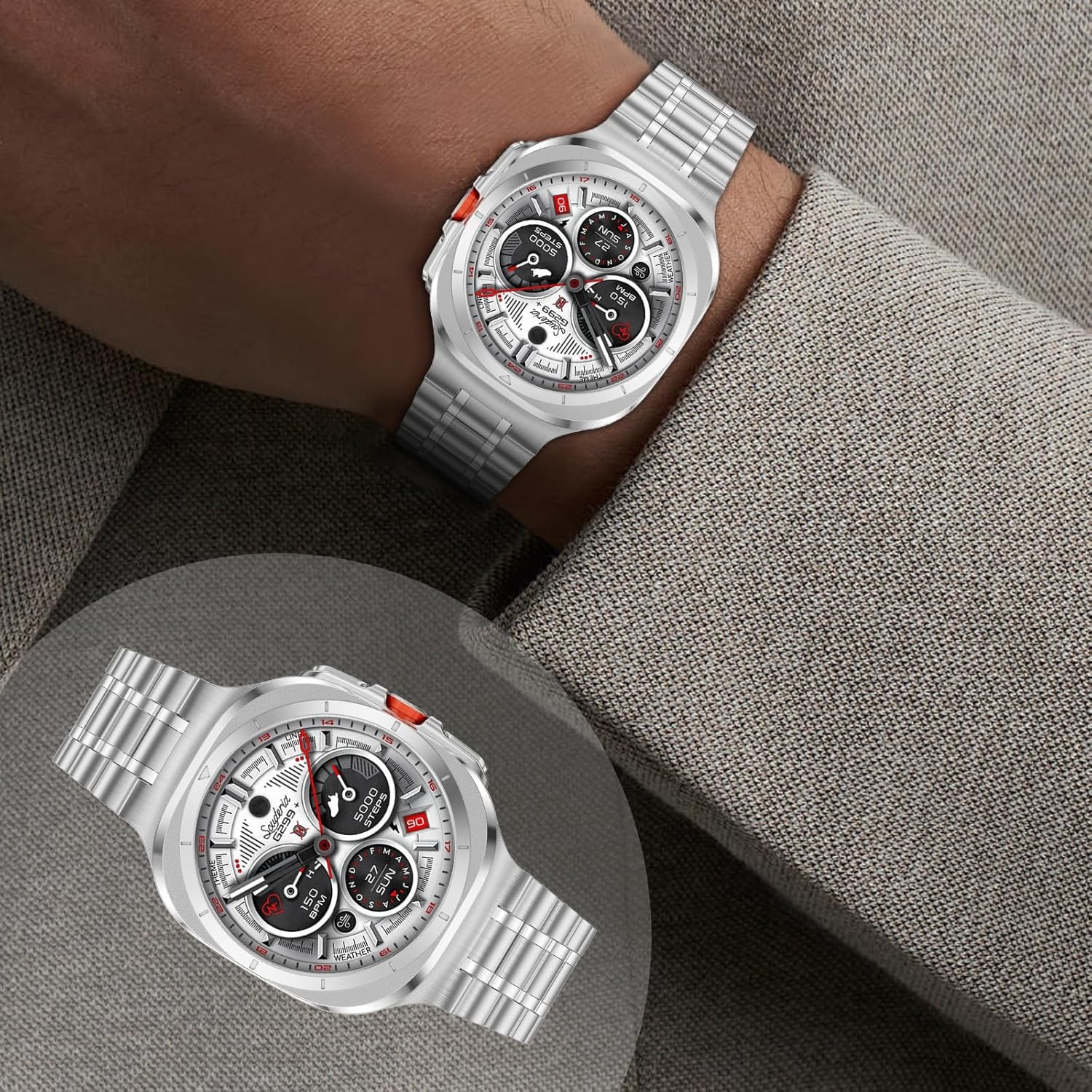Solid Metal Stainless Steel Strap Compatible with Samsung Galaxy Watch Ultra 47m